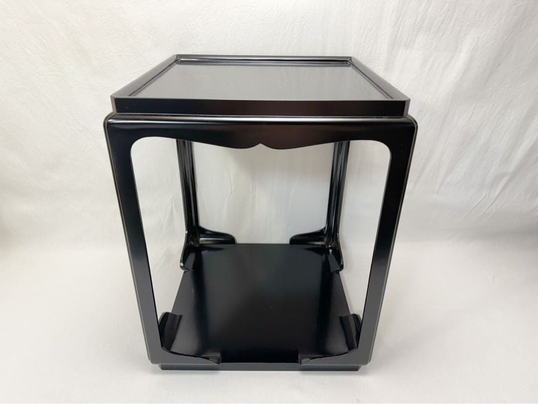 ほぼ未使用 茶道具 塗師 浄白造 木製黒真塗 高麗卓 水指棚 共箱