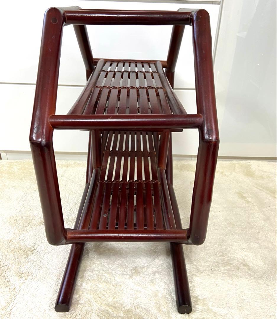 八角型飾り棚　茶器棚　珍品収納　コレクション棚　竹工芸　茶道具　アンティーク