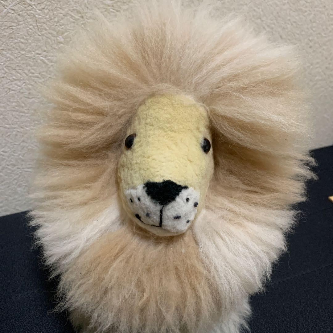 ‼️28cm‼️ ベビーアルパカ100%毛革 自然な色　ライオンぬいぐるみ　人形