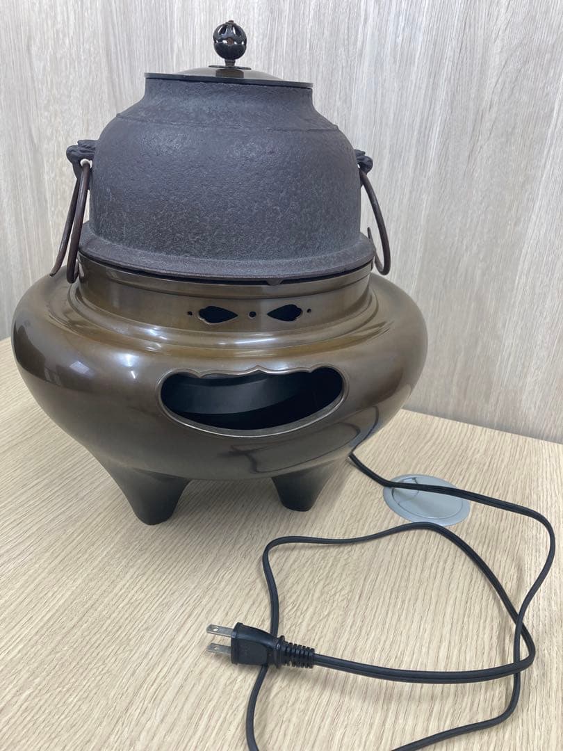 コンロ動作確認済み！　唐銅 風炉 風炉釜 茶釜 茶道具