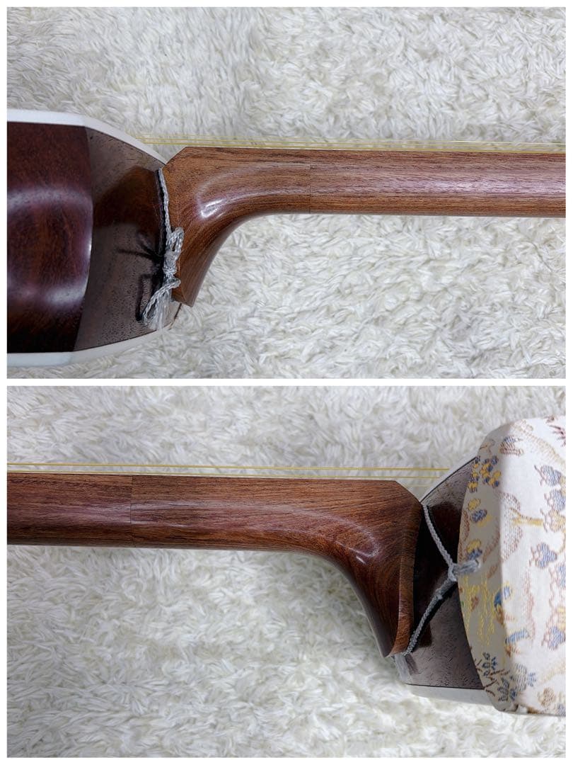 三味線 中棹 セット 撥 胴かけ 花梨 1本溝 犬皮 皮破れなし 丸打胴