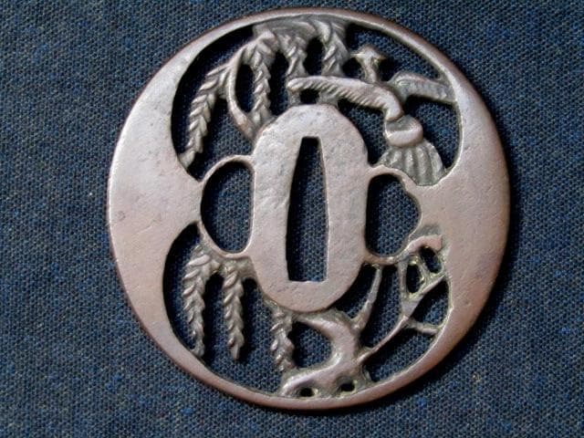 ★武具　刀装具　刀　脇差　透かし銅鍔　鏡師　江戸末期　箱付★