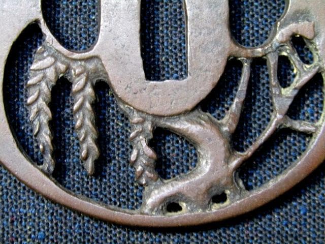 ★武具　刀装具　刀　脇差　透かし銅鍔　鏡師　江戸末期　箱付★