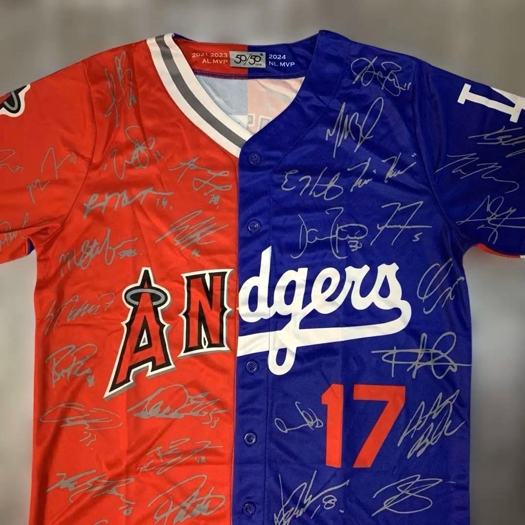 大谷翔平　2024　フルメンバーサイン ミックスユニフォーム　エンジャース