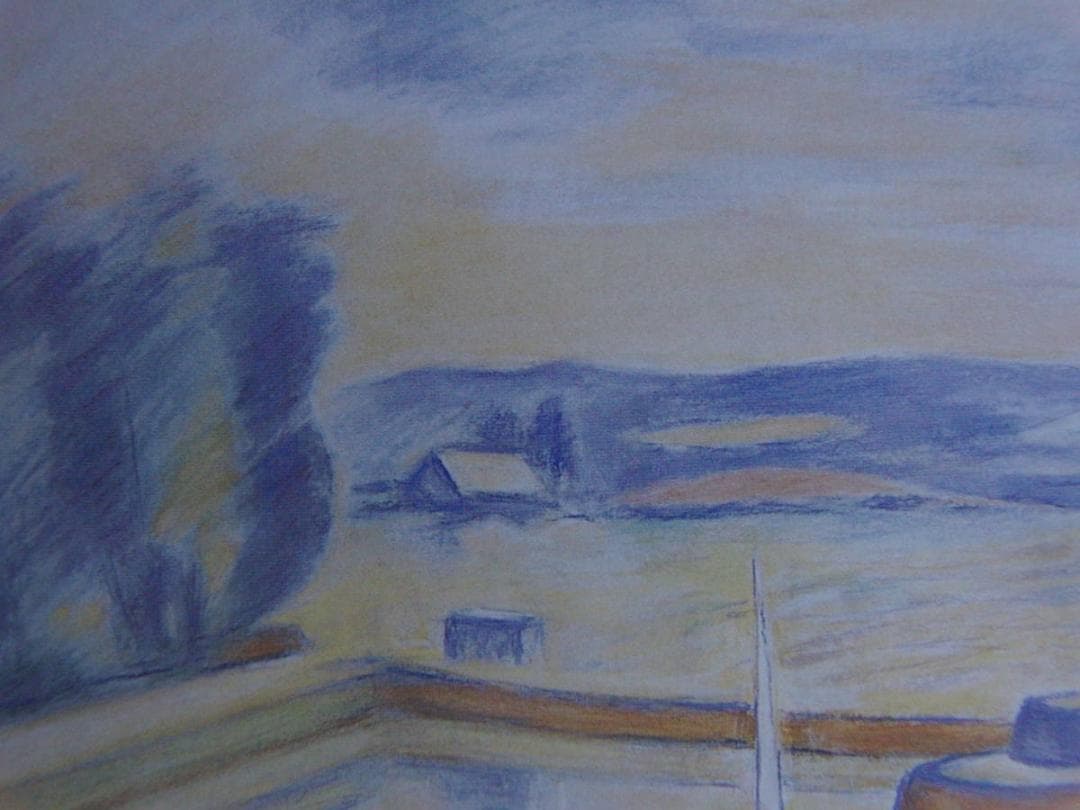 入沢幸、【ゆうやけ】、希少な額装用画集より、新品額装付