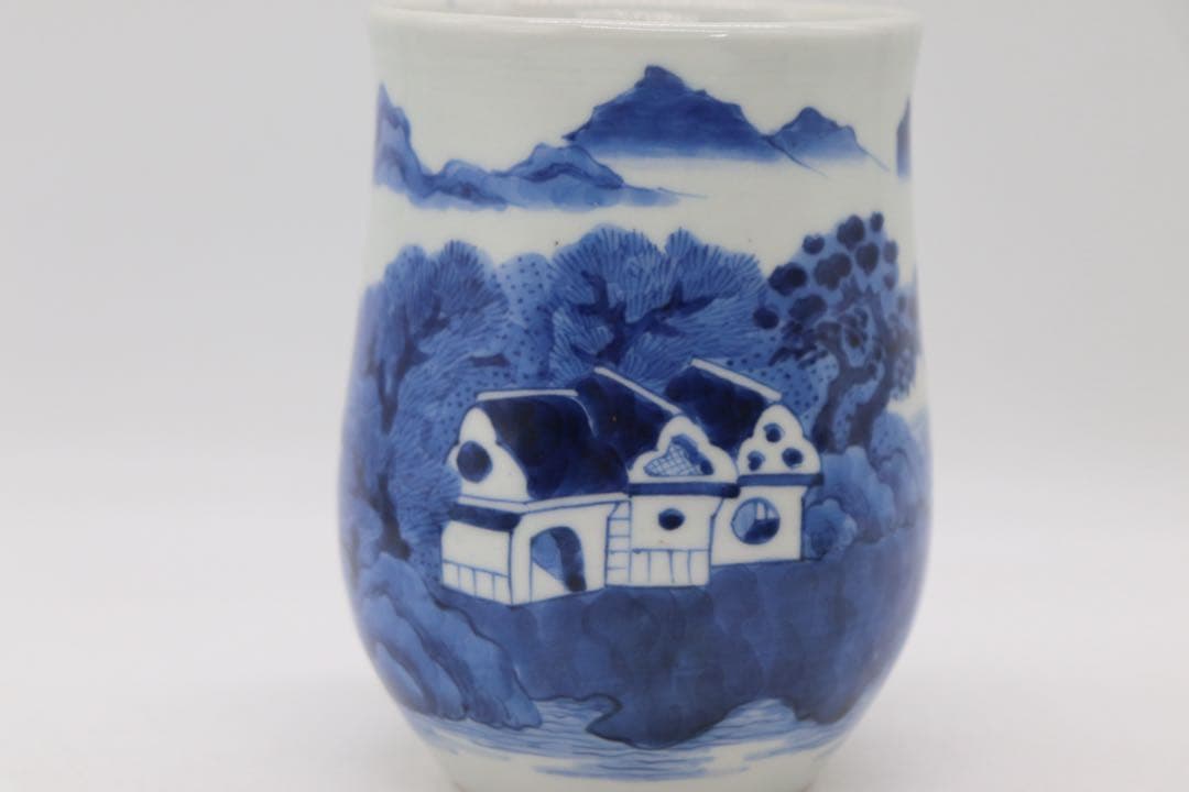 中国　新渡　染付　山水紋筆入　送料込み250717