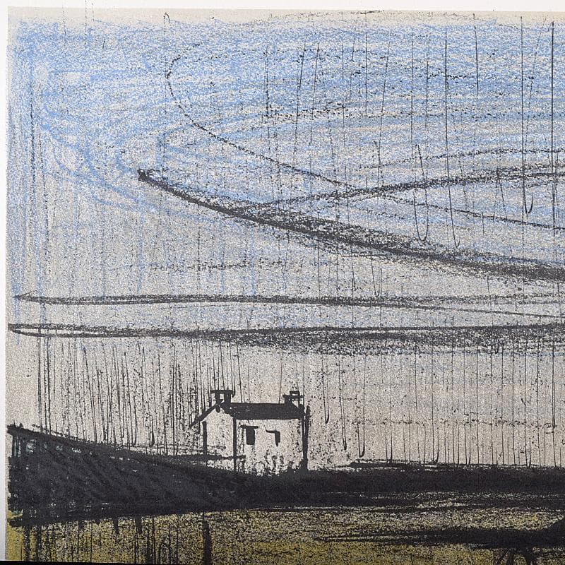 リトグラフ　ベルナール・ビュッフェ作　「小さな海岸」　額装　V　R7913B