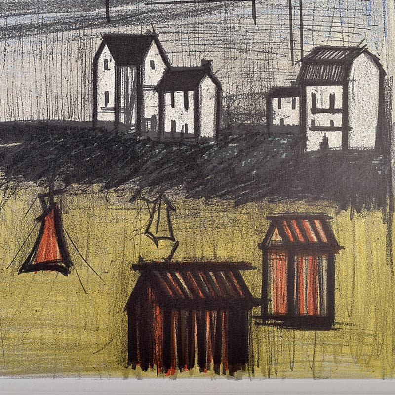 リトグラフ　ベルナール・ビュッフェ作　「小さな海岸」　額装　V　R7913B