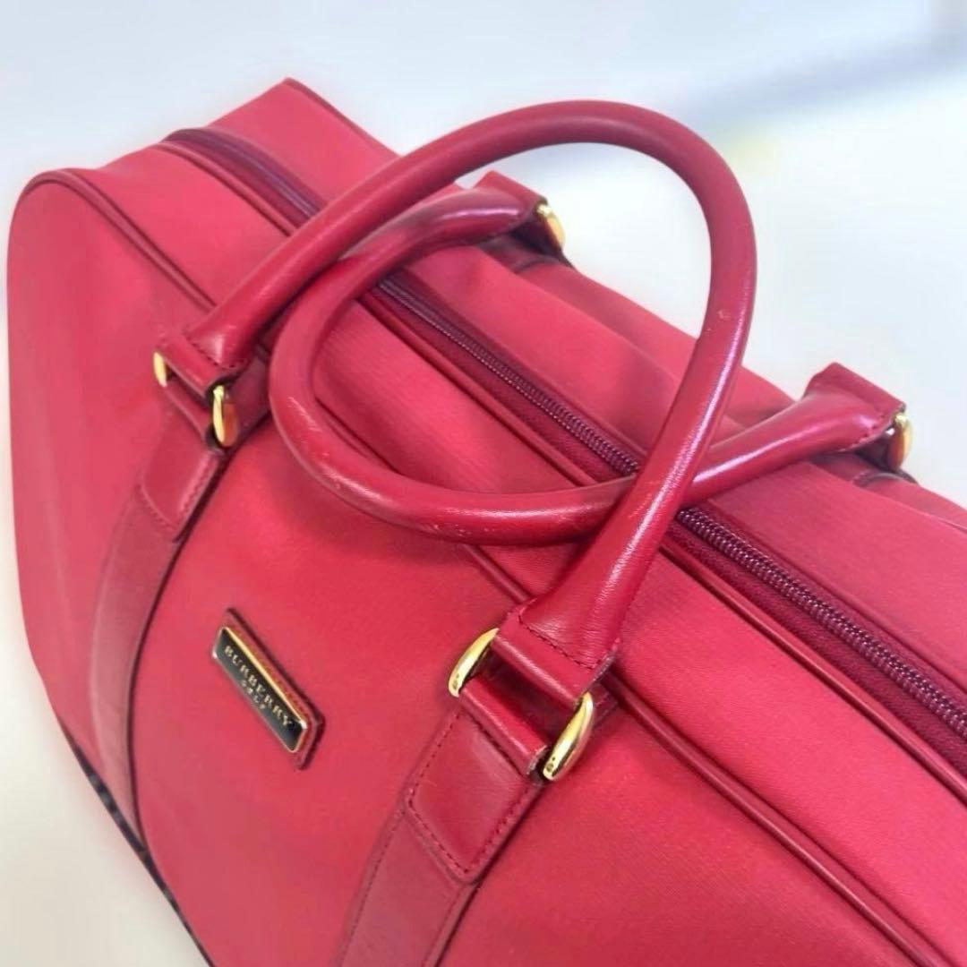 【美品】 BURBERRY GOLF ボストンバッグ 赤✕チェックバーバリー
