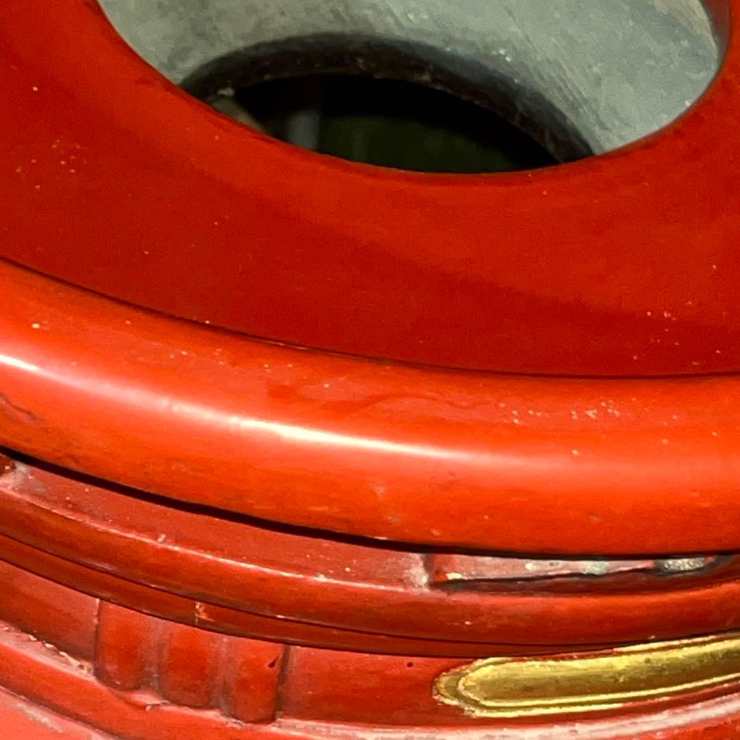 アンティーク　塗り物　漆　りん　台　けいす　木製　特大 おりん　仏具