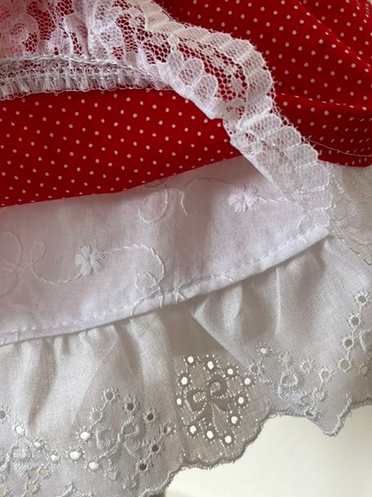 犬服　赤ドットフリルワンピース　ハンドメイド