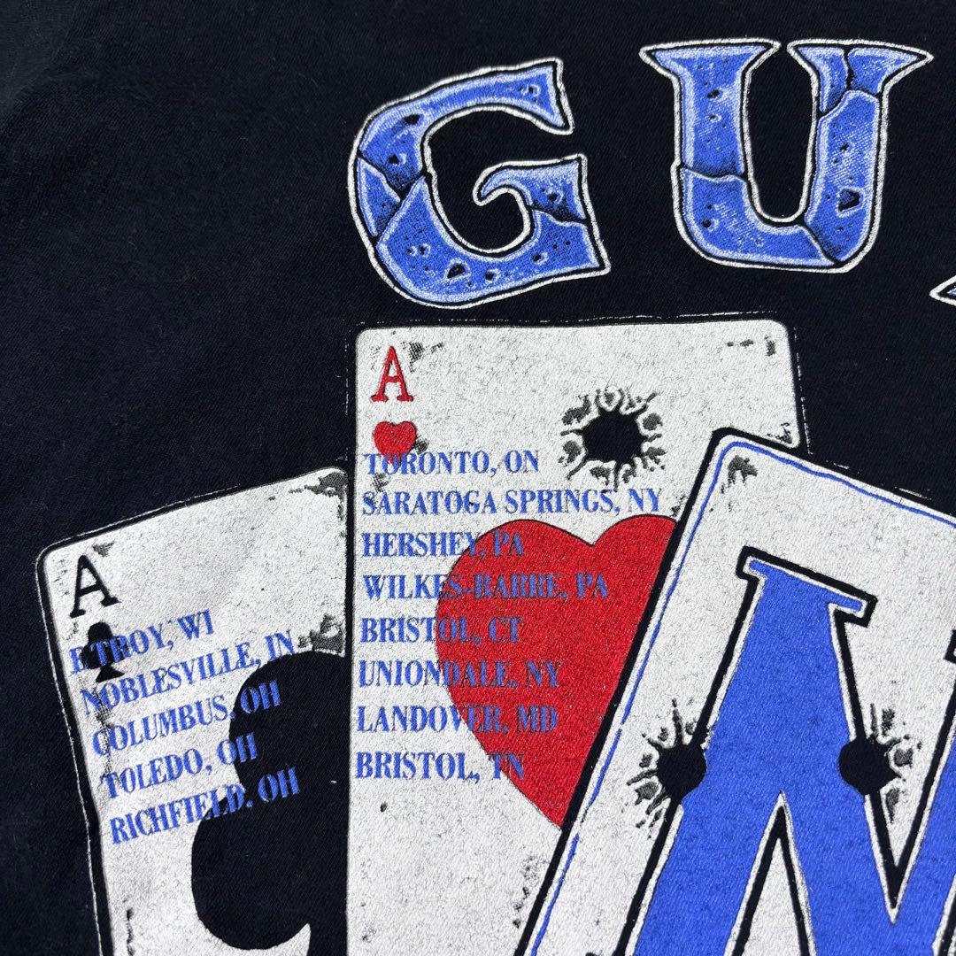 本物 レアカラー 90’s Guns N' Roses 拳銃×トランプ×薔薇 T