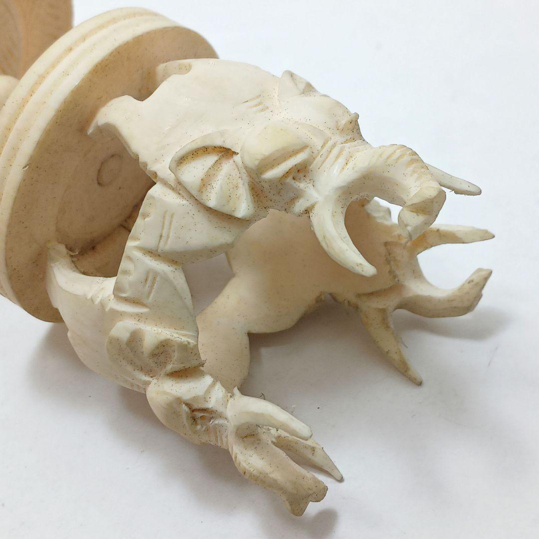 Y2293-3 極上 透かし細工 龍天球置物 総重量139.2gげ