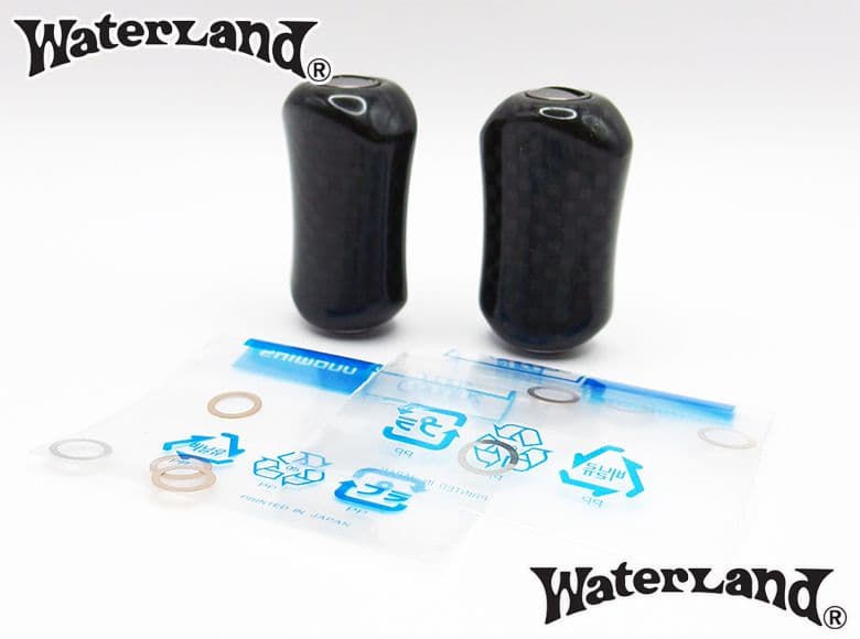 ウォーターランド カーボン ハンドル ノブ 平型 シマノ Aタイプ 2個セット