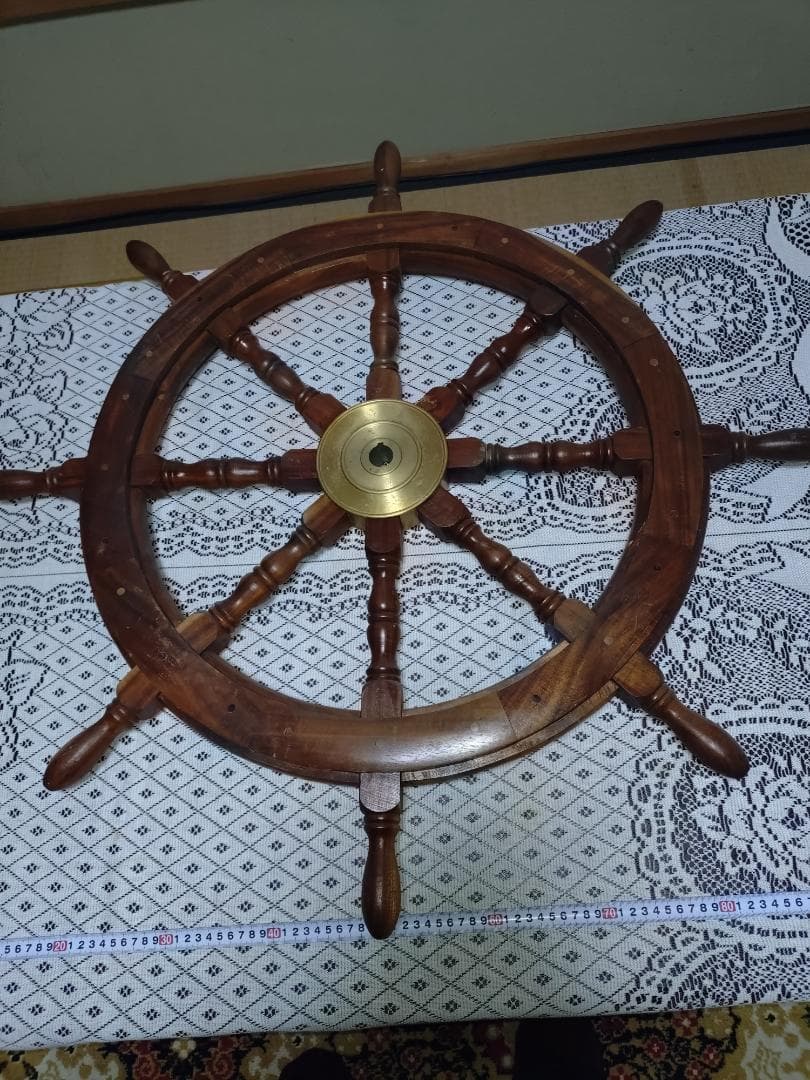 木製 舵輪 直径約70cm