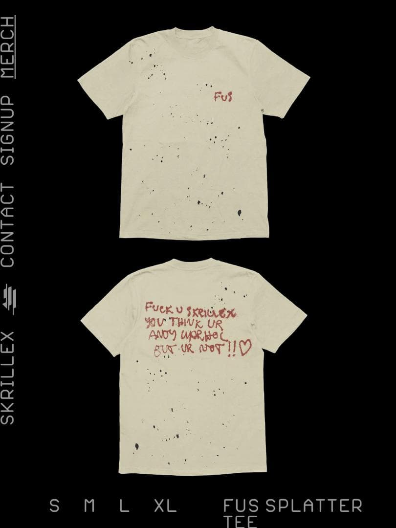 Skrillex FUS SPLATTER Ｔシャツ Lサイズ スクリレックス