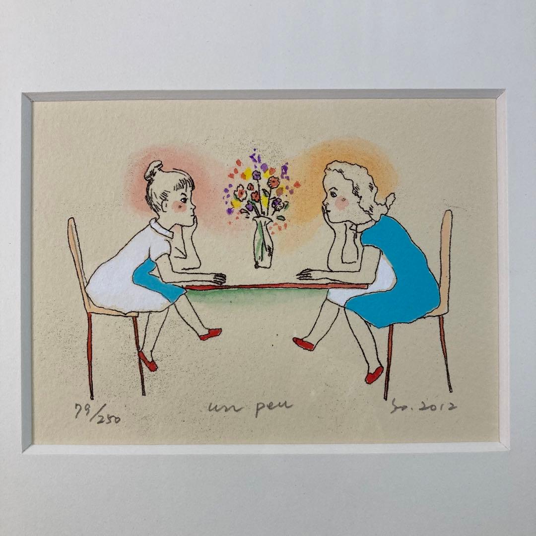 【真作保証】山本容子「un peu」手彩色エッチング 直筆サイン 版画 銅版画