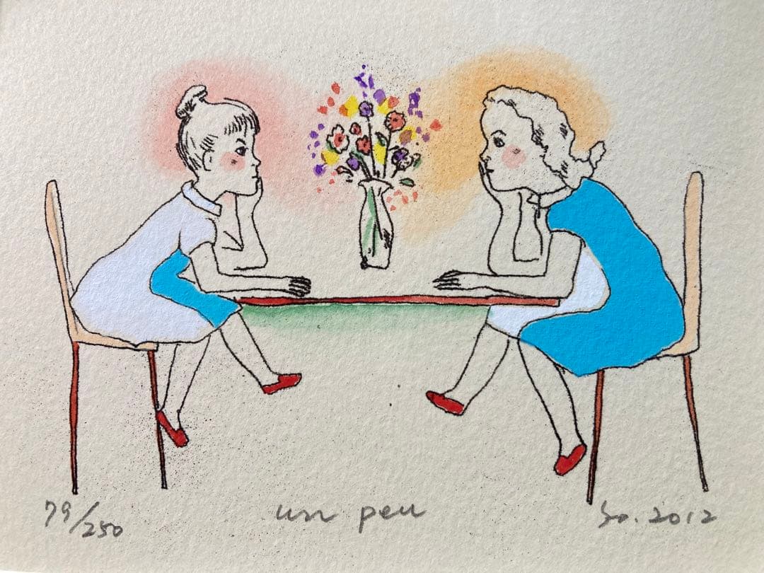 【真作保証】山本容子「un peu」手彩色エッチング 直筆サイン 版画 銅版画