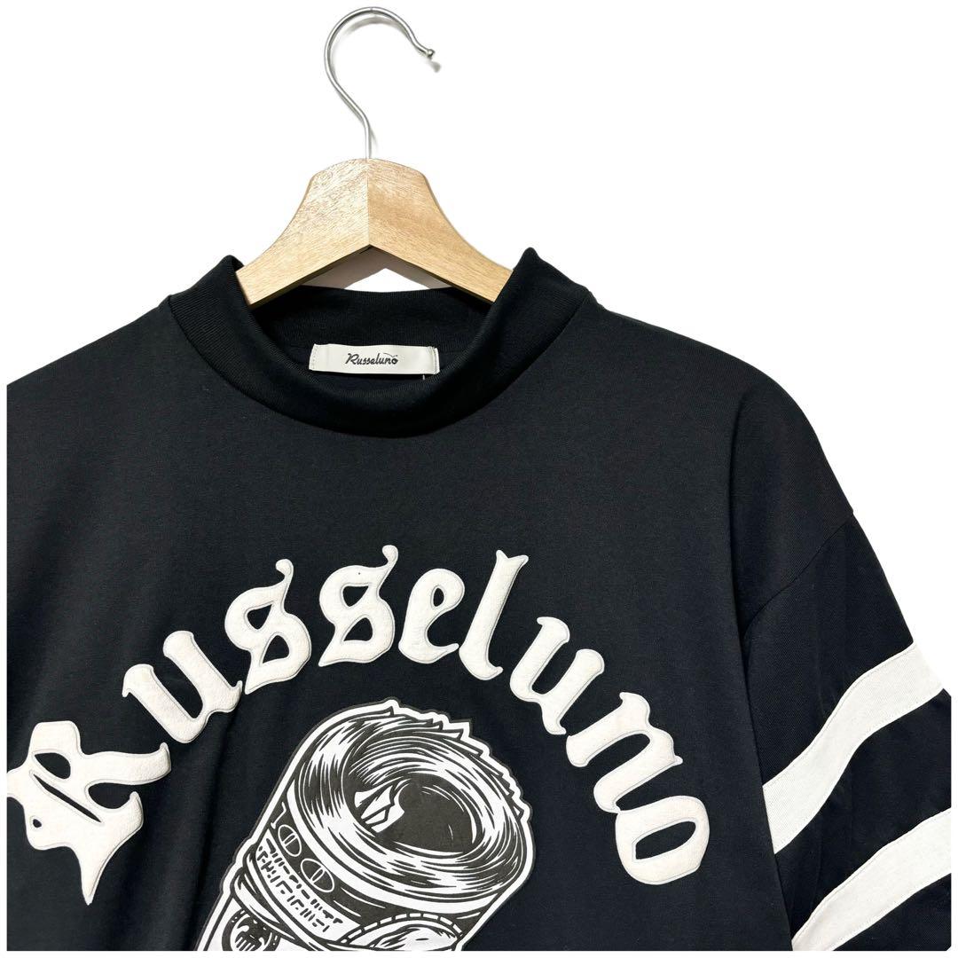 ラッセルノ ゴルフ グラフィック プリント S/S モックネック ブラック M