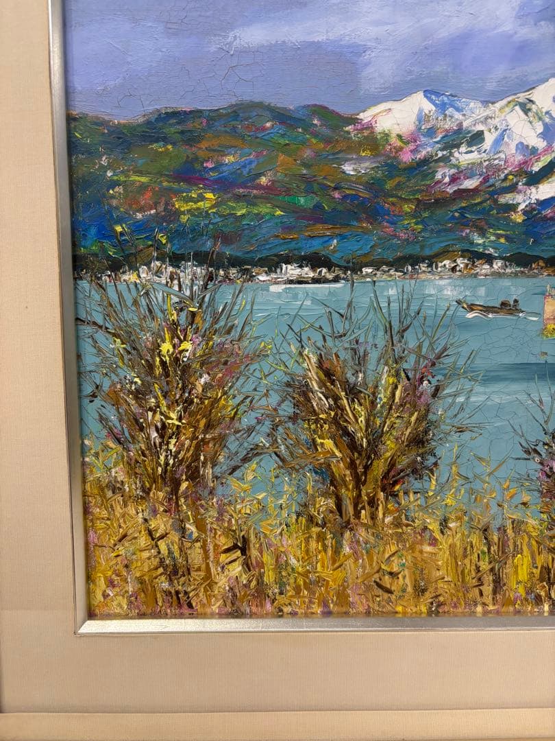 田中均　風景画 油絵　雪の比良　８号