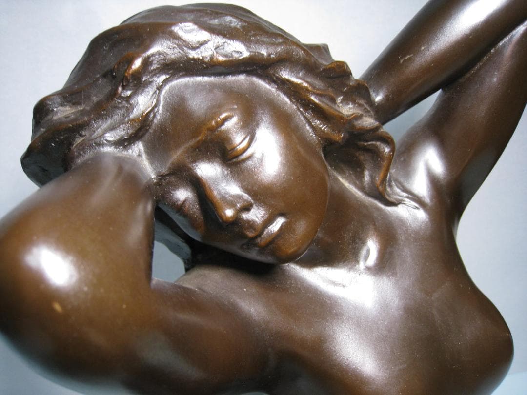 ブロンズ製置物　【水浴び】清河宗翠　高さ約61㎝　官能美溢れる作品