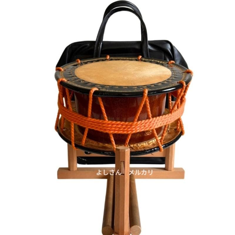 【金箔縁仕上げ・漆塗り】締め太鼓 直径35cm・バチ・和太鼓・締太鼓