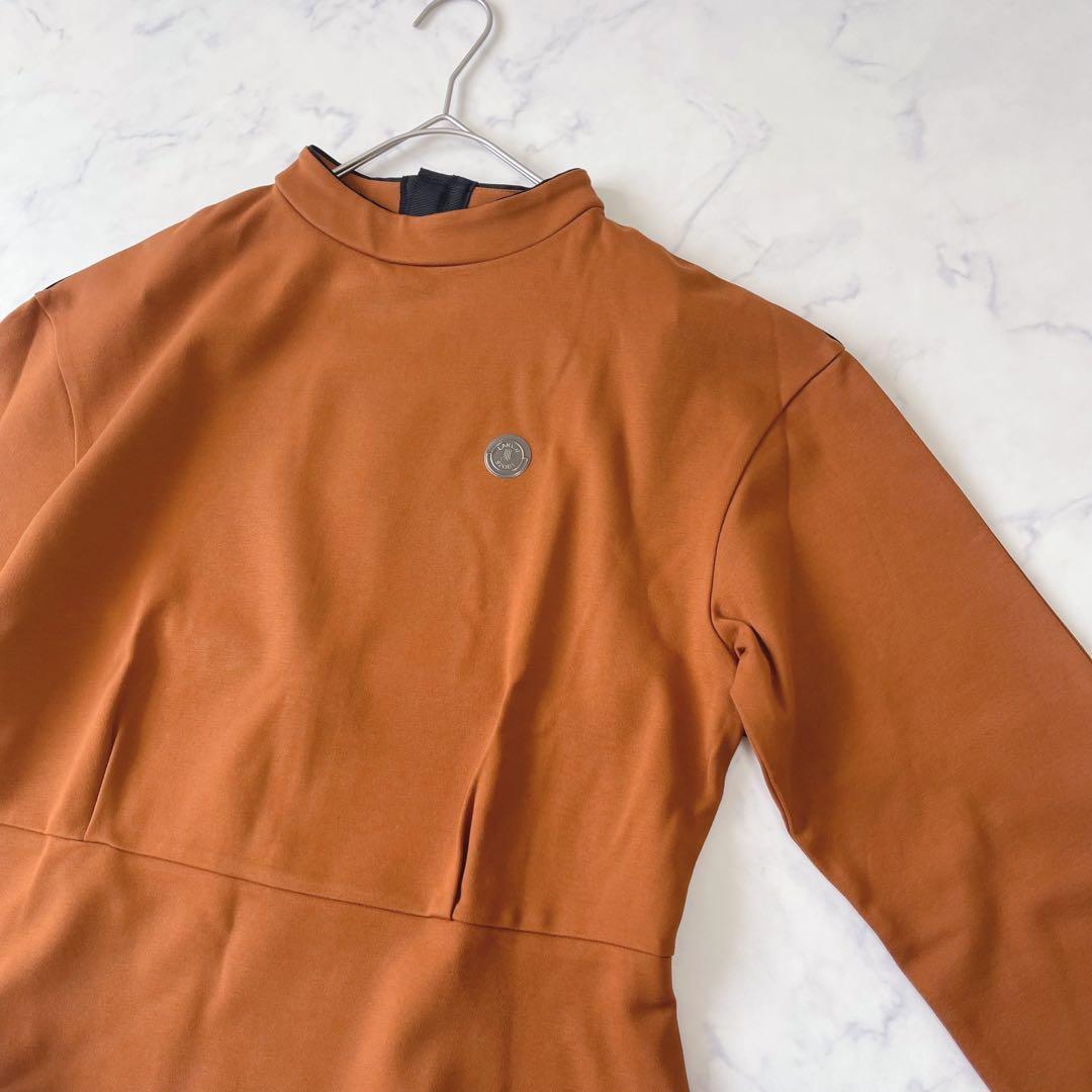 【未使用級】ランバンスポール ペプラム パイピング 長袖シャツ バックジップ38