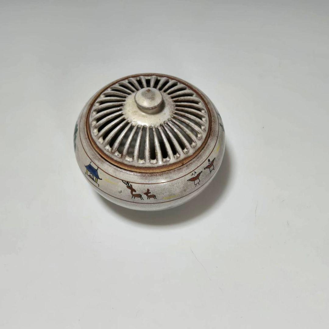 24-1237 赤膚焼　大塩正人作　奈良絵香炉