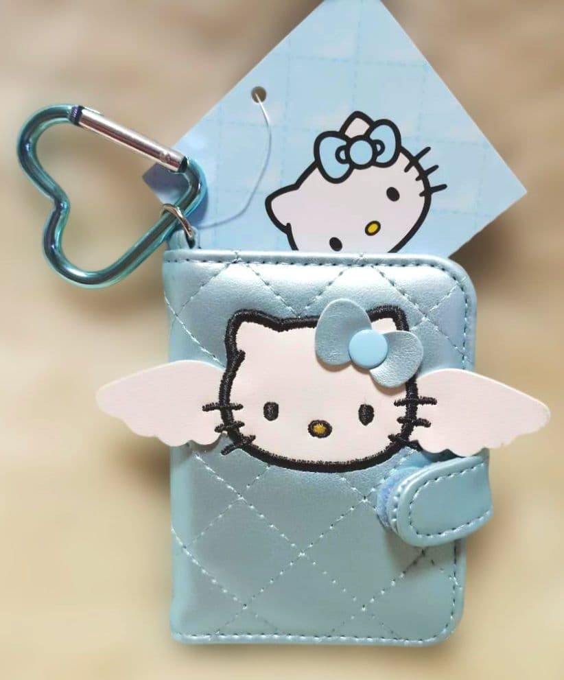 キティミニチュアキルトリュックポーチバニティ形ケースウォレットミラー　４点ブルー