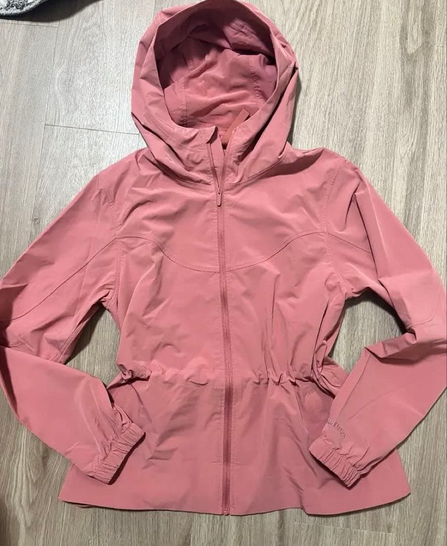lululemon ジップパーカー ピンク　ピラティス　ヨガ　撥水アウター