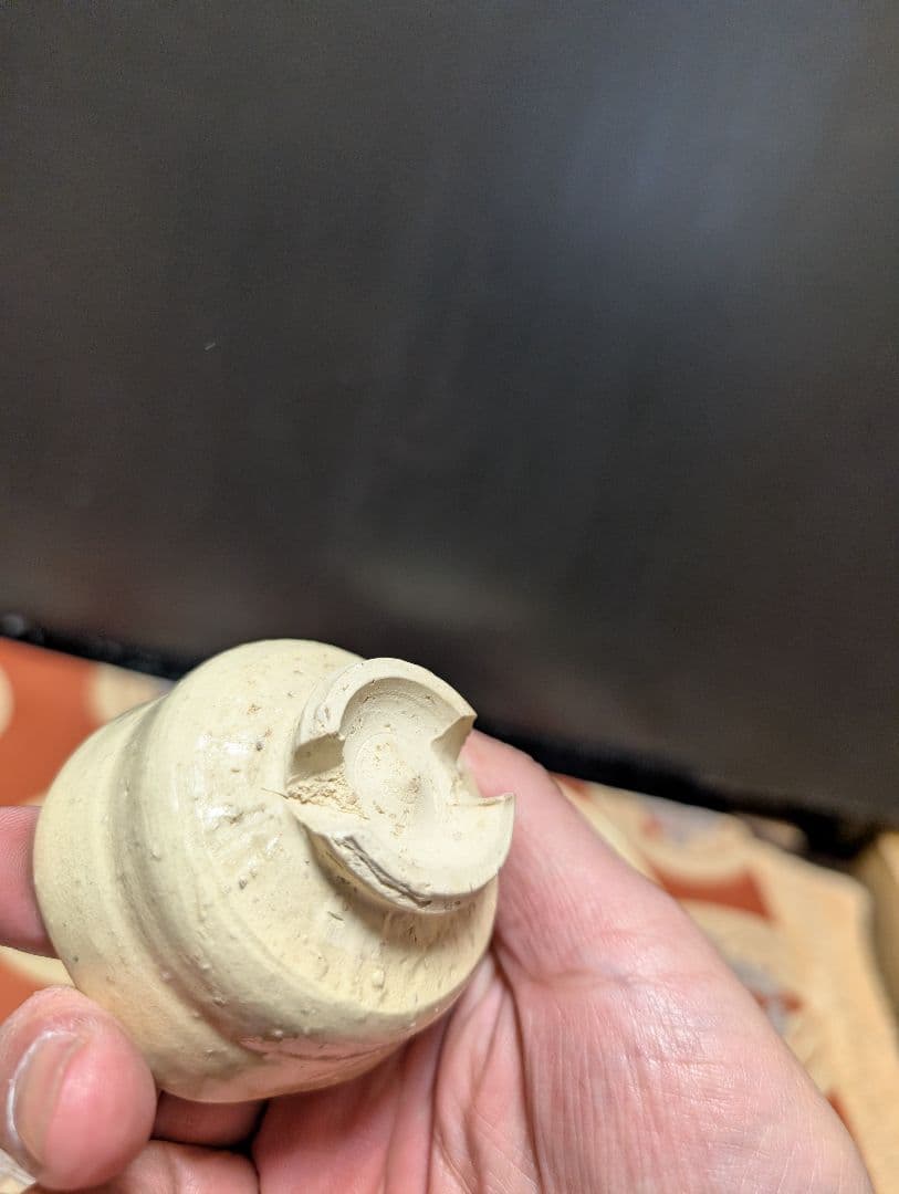 備前焼陶器製茶碗と皿セット印あり、時代物