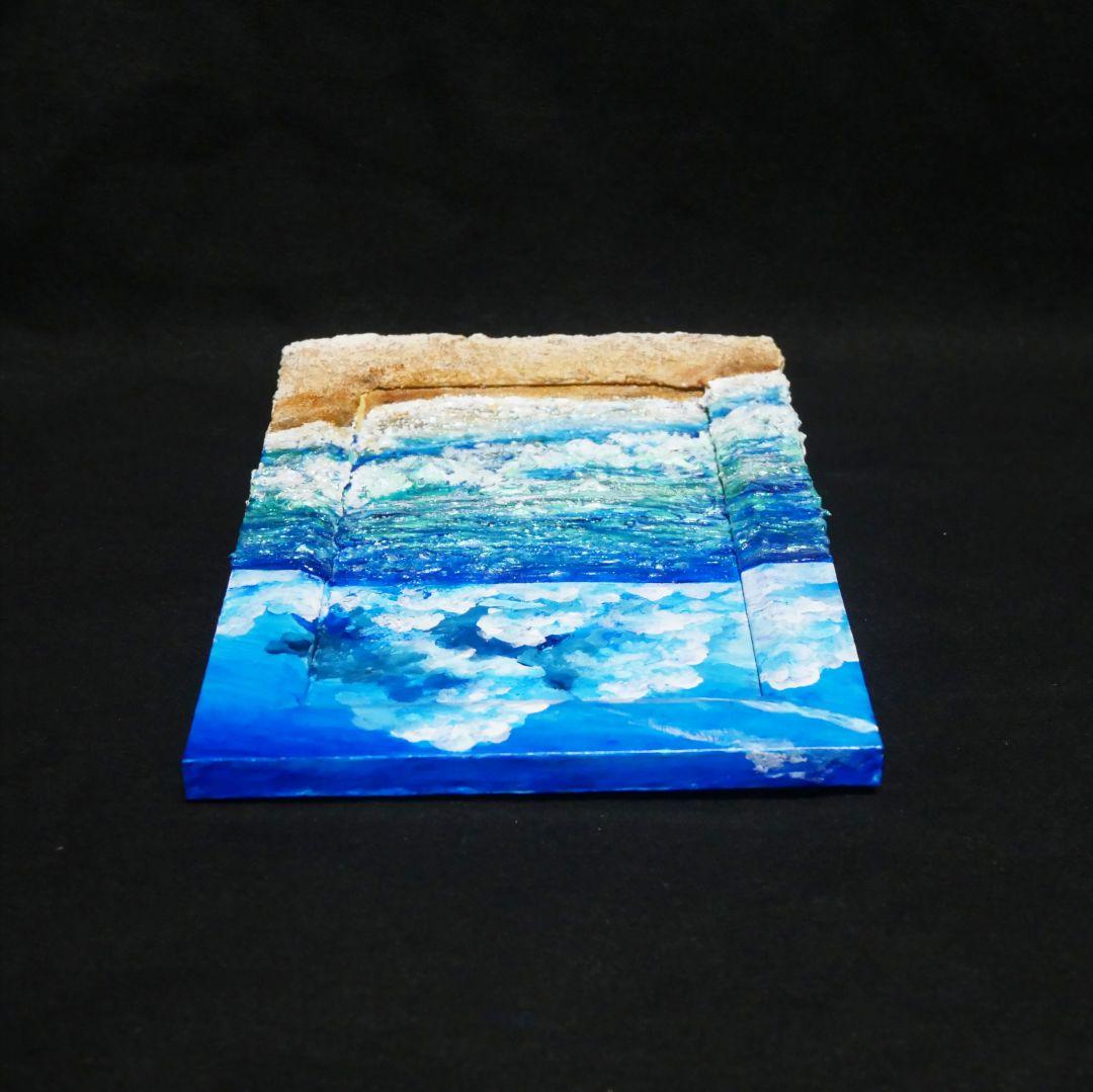 油絵 油彩 油彩画 絵 絵画 【夏の砂浜の海】ミニ絵画