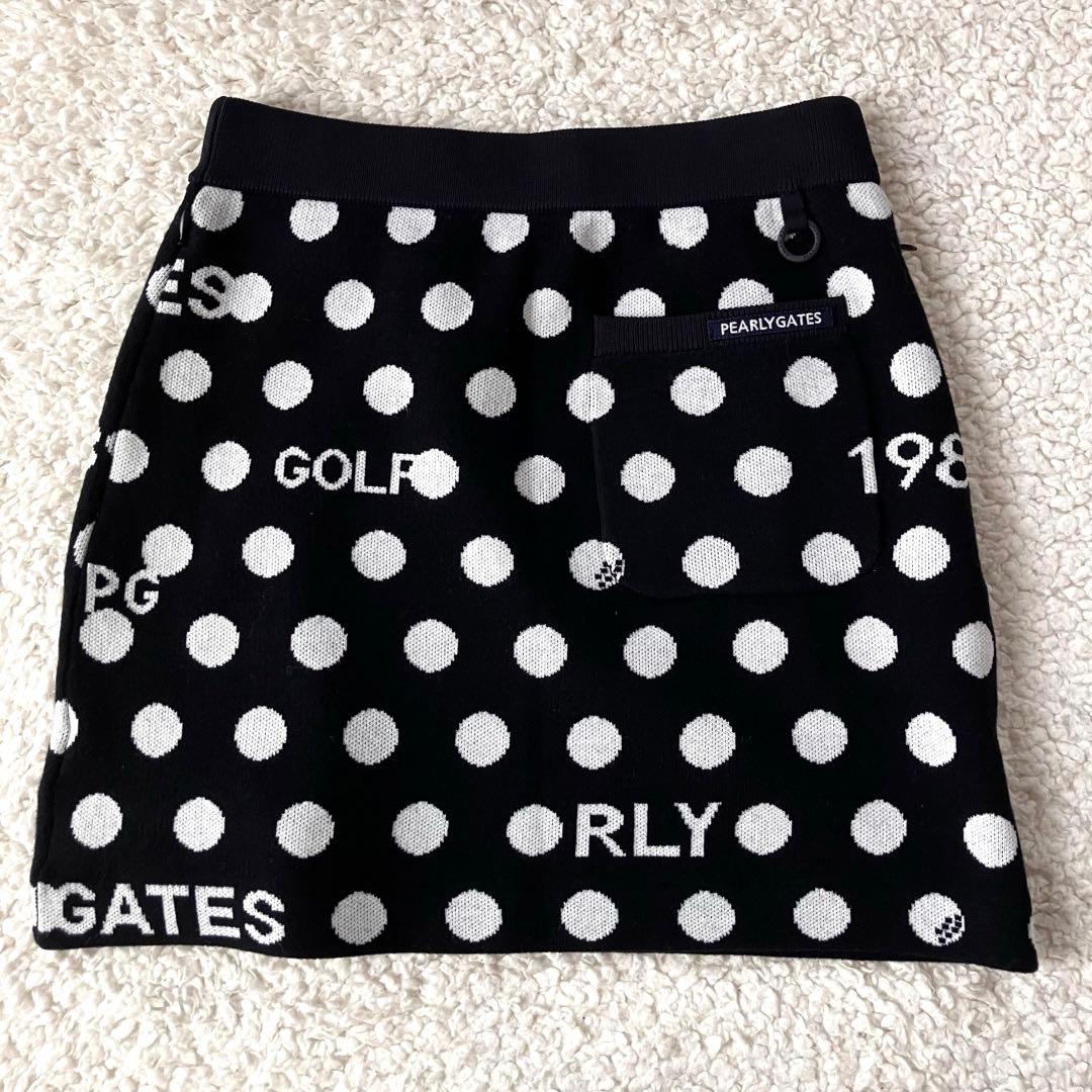 【35,200円新品】パーリーゲイツ ウール混 ジャカードロゴドット柄スカート