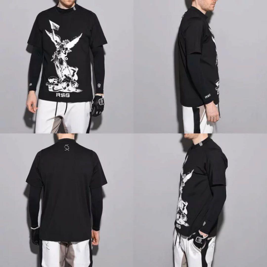 ラッセルノ ゴルフ ショートスリーブ エンジェル モックネック ブラック S 3