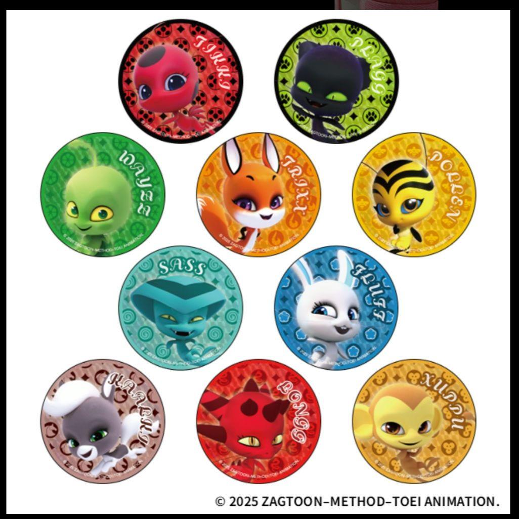 ミラキュラス レディバグ&シャノワール キラキラ缶バッジ クワミ コンプリート