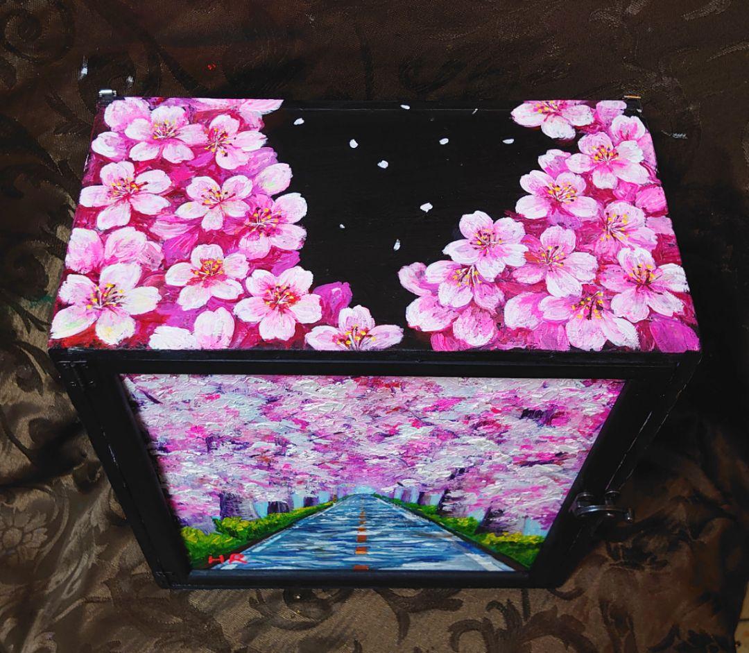 油絵 絵画 【手作りボックス】【桜】