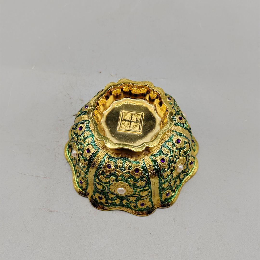 銅 細工 花開富貴碗 玄関 書架 装飾品 工芸品 置物