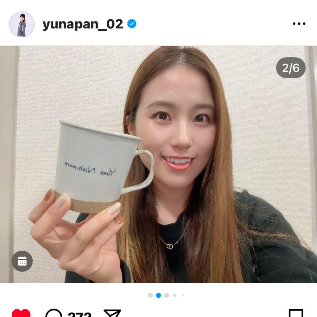 西村優菜プロ直筆サイン入り　マグカップ&コースター