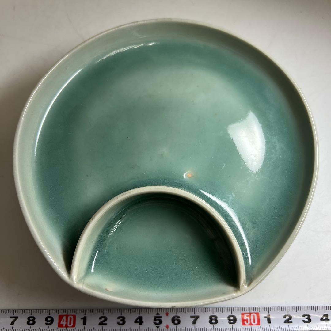 江戸時代後期　鍋島青磁　三足皿　幅約15.8㎝木箱付トヒコ東な8-0121☆2F