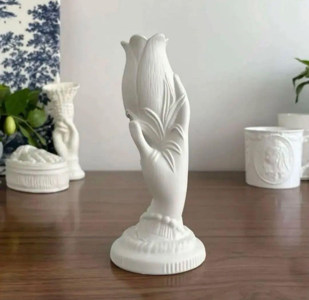 英国ヴィンテージ ♤ ホワイトビスクのハンドベース17cm ♤ ポートメイリオン