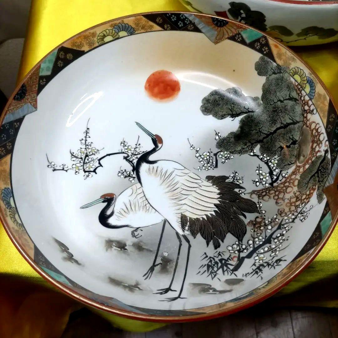 九谷焼　古九谷　金彩　色絵　三ツ鉢　小鉢　中鉢　大鉢　8寸9寸1尺鉢　3客セット