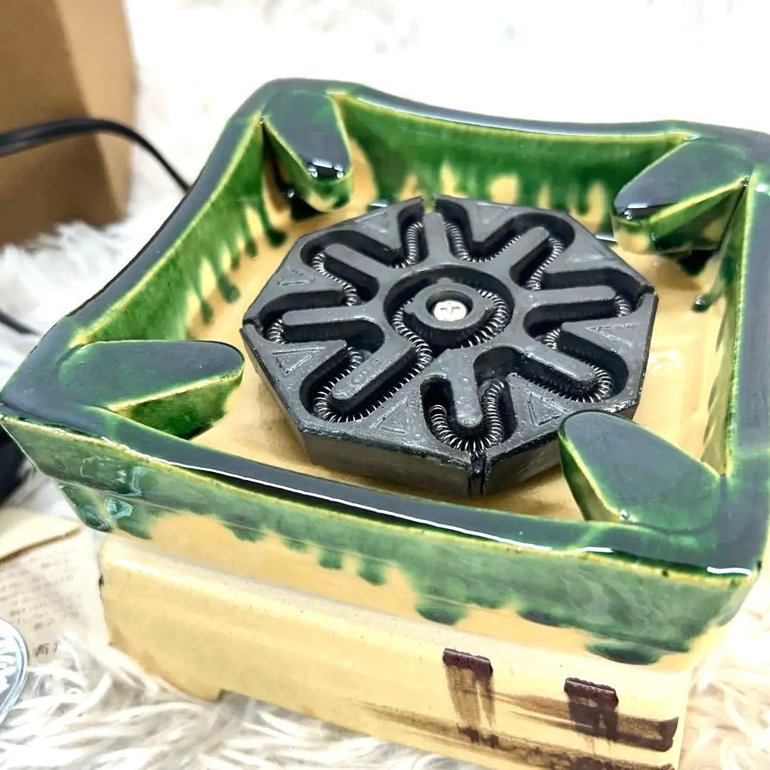 【未使用極美品】創巧 野々田 江戸火鉢 織部 卓上品 火鉢