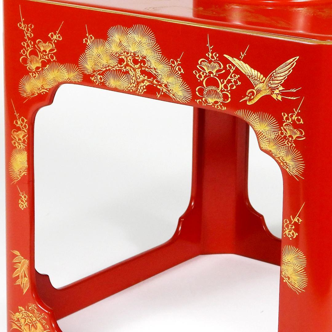 輪島塗 沈金 松竹梅 五段盃 杯台 酒器 天然木 漆塗り 漆芸 共箱