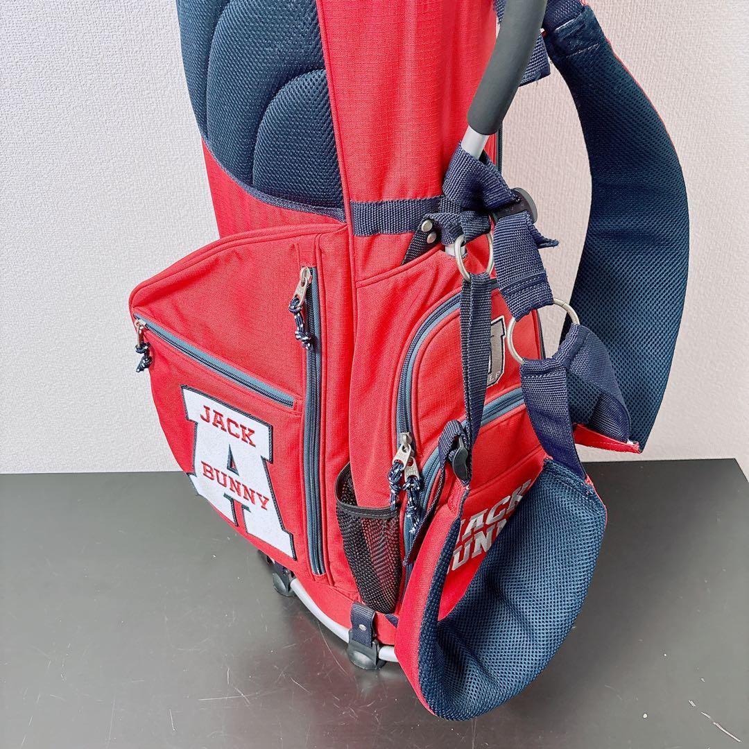 ジャックバニー スタンド式 キャディバッグ 5分割 9型 フードカバー付 レッド