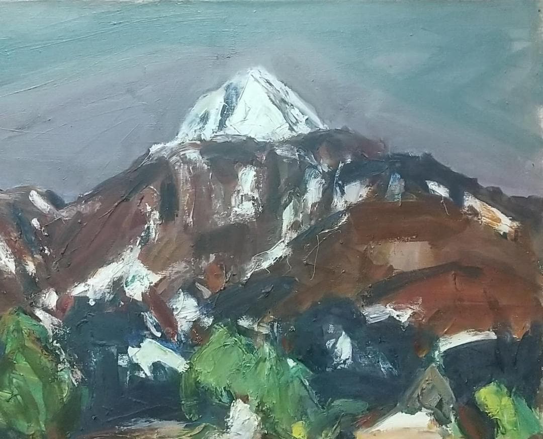 油絵「残雪磐梯」'66 絵画 F10