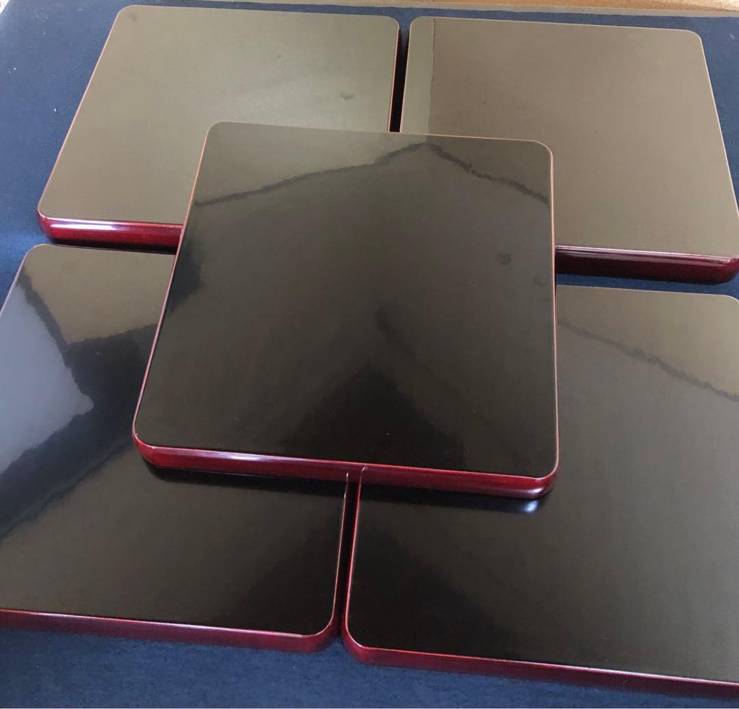 《レ》春慶塗 会席膳5客 四方膳 銘々膳 木製漆器 木箱　260203く4