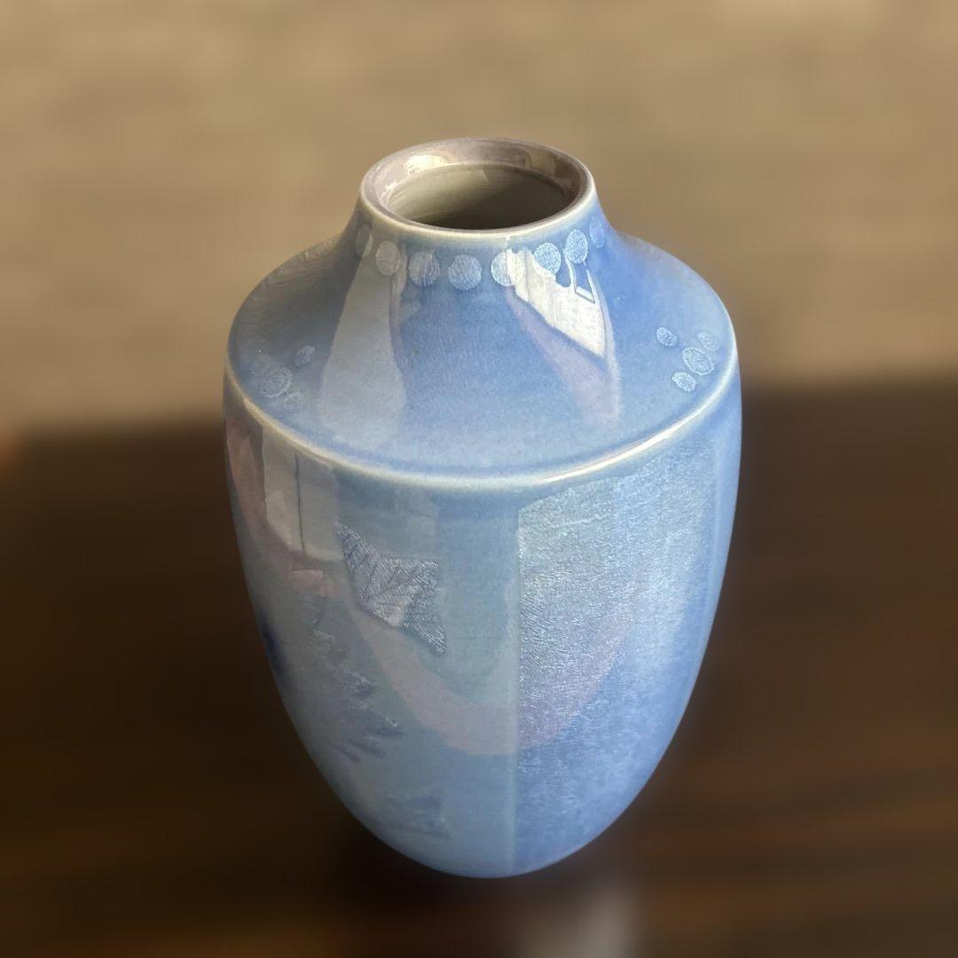 中田一於 釉裏銀彩 花生 九谷焼