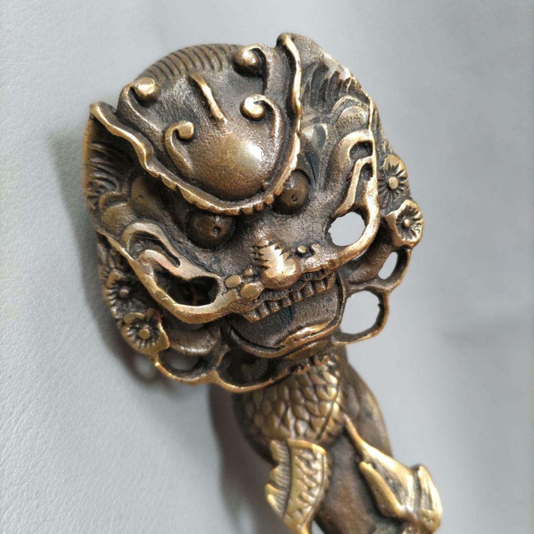 銅製龍置物　如意