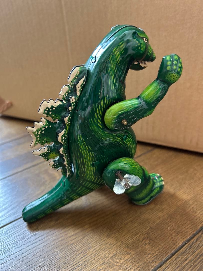 【新品】ビリケン商会 ゼンマイ歩行ブリキ ゴジラ グリーン