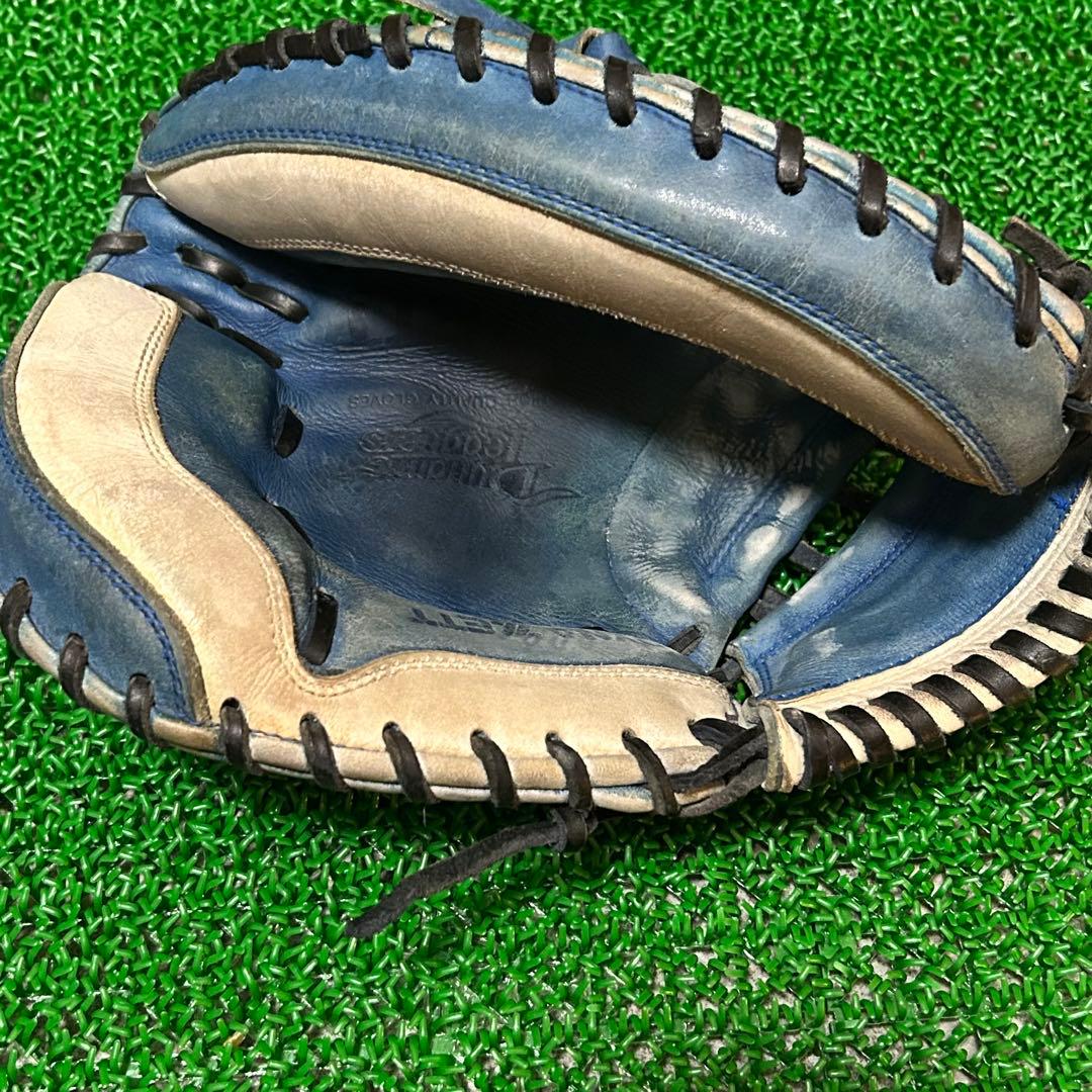 ゼット 日本製 旧ラベル 軟式キャッチャーミット ブルー